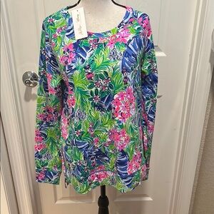 Lilly Pulitzer Disney Colorful Floral Long Sleeve Top. NWT size L
